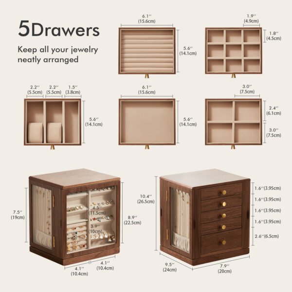 Black Walnut Wooden Jewelry Box - Image 3