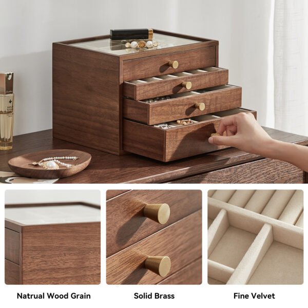 Black Walnut Wooden Jewelry Box - Image 3