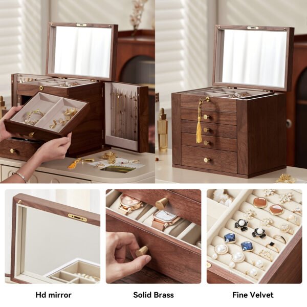 Black Walnut Wooden Jewelry Box - Image 3