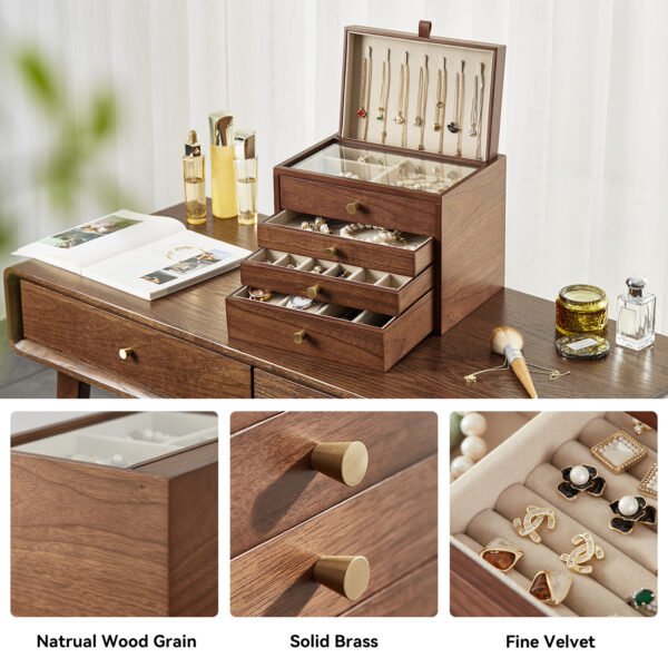 Black Walnut Wooden Jewelry Box - Image 4
