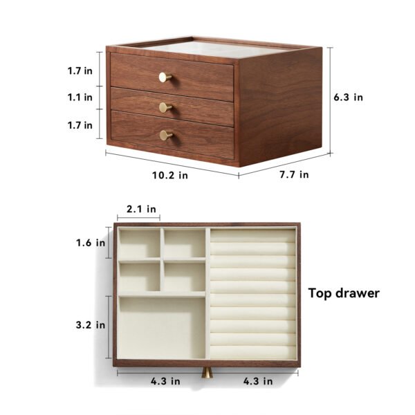 Black Walnut Wooden Jewelry Box - Image 3