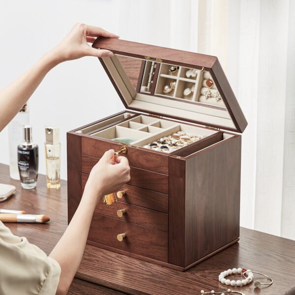 Black Walnut Wooden Jewelry Box - Image 4
