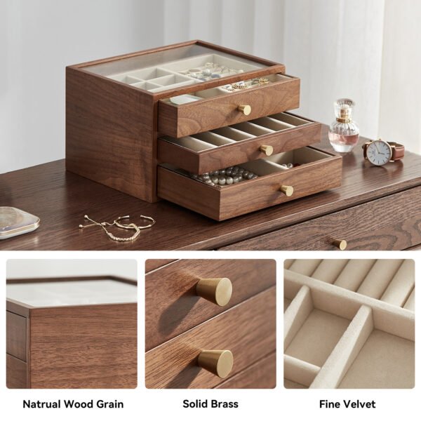 Black Walnut Wooden Jewelry Box - Image 5